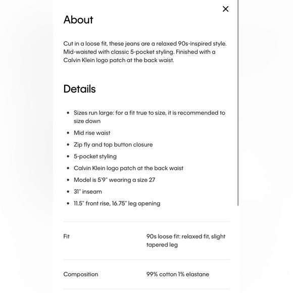 *NWT* Calvin Klein 90’s Loose Jeans in Blue Stargaze (SOLD OUT) - Picture 7 of 7